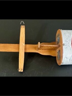 Vintage Wooden Handheld stereoscope with Silver-Tone Detailing